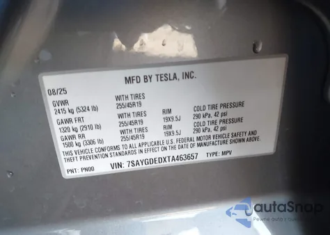 2026 Tesla Model Y Premium Rear-Wheel Drive/Standard Rear-Wheel Drive z USA, uszkodzony, nr VIN 7SAYGDEDXTA463657